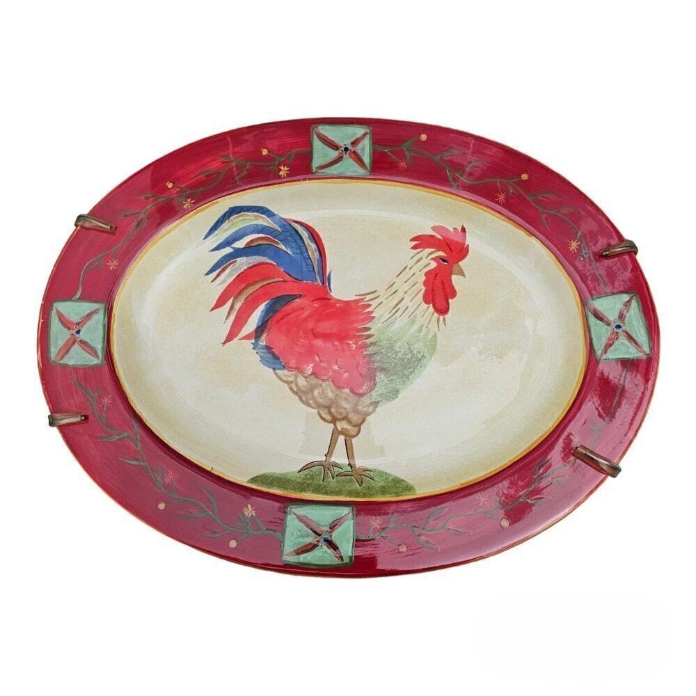 Oneida FAIRWEATHER FRIENDS By Sally Roberts Rooster Hen 18" x 14" OVAL PLATTER